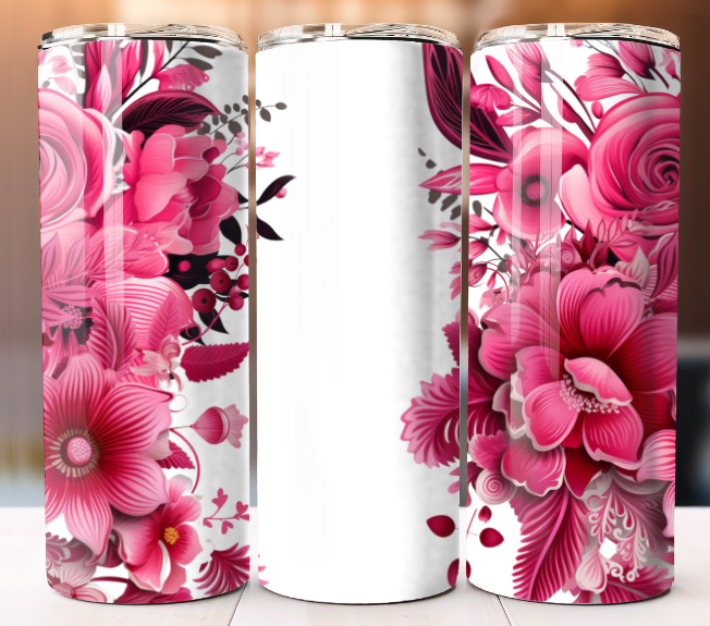 Flowers Add Your Name Cup Tumbler Mug 20 oz Stainless Steel Custom Design