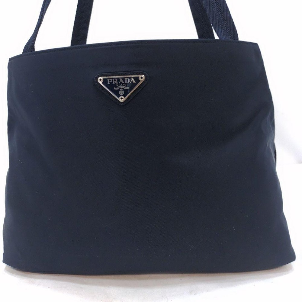 Prada Navy Nylon Shoulder Bag with Triangle Logo