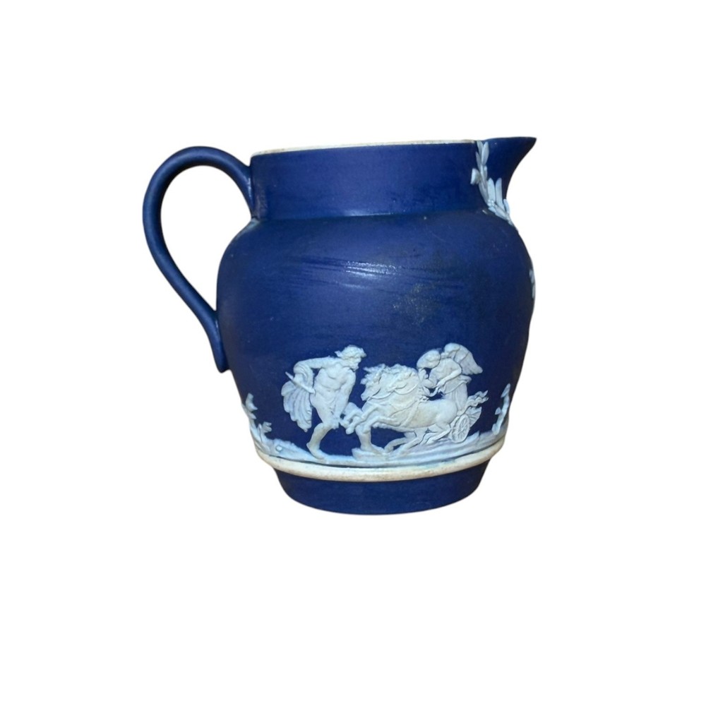 Antique Wedgwood Jasperware Cobalt Blue Creamer Mini Pitcher 2.75