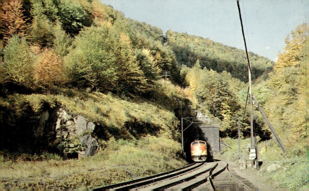 1960 Hoosac Tunnel East Portal North Adams MA Mid Century Diesel Train Postcard