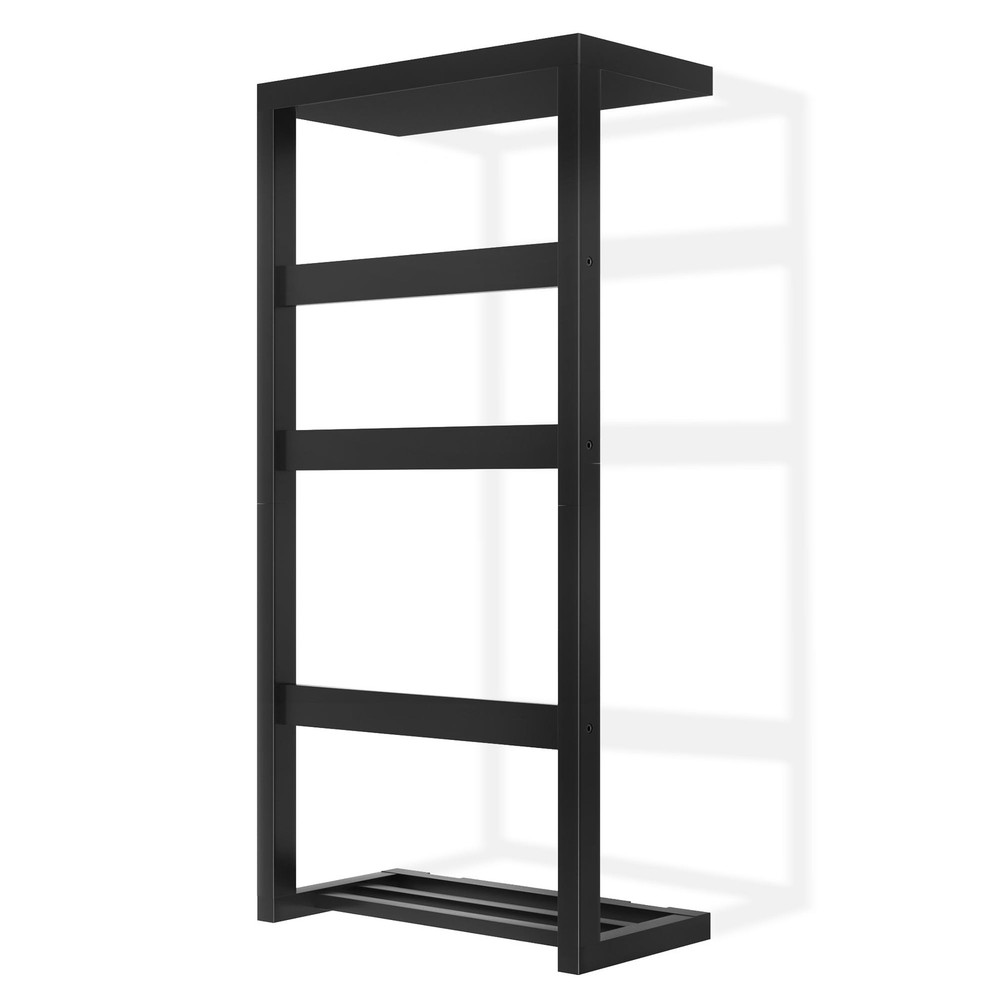 Bamboo Wall Blanket Ladder, 4-Tier Towel Racks, Blanket Holder with Anti-Slip...