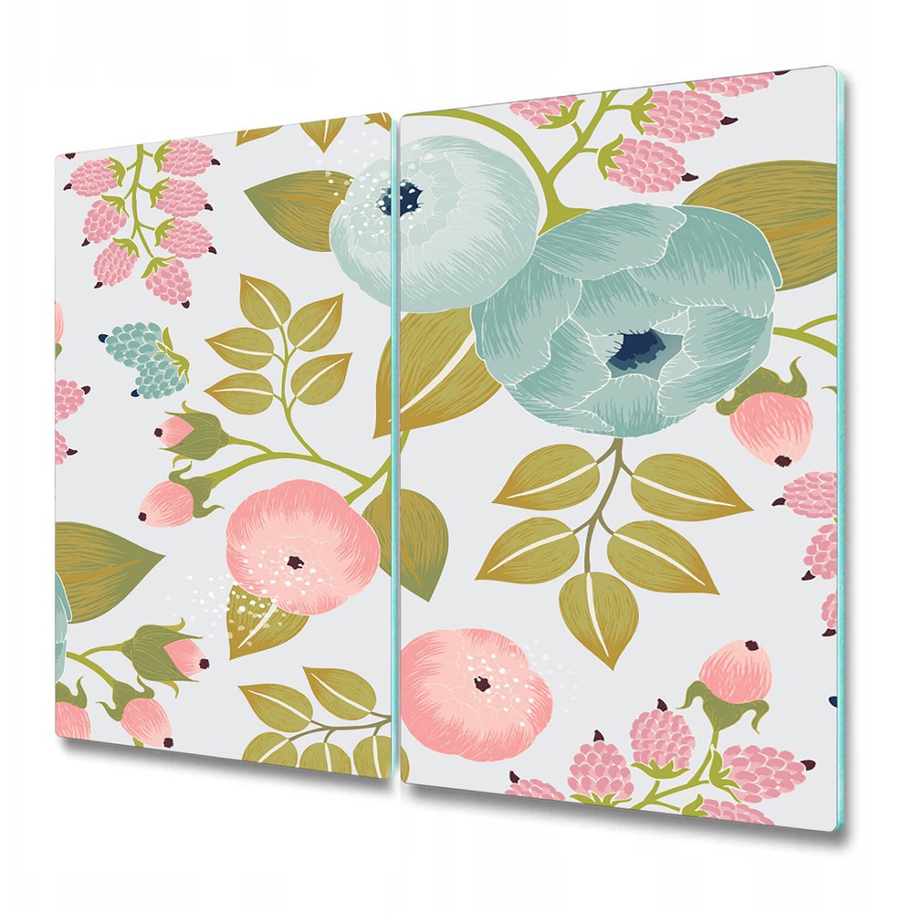 Glass Cutting Board Worktop Saver Spring Floral Floral Watercolour 2x30x52
