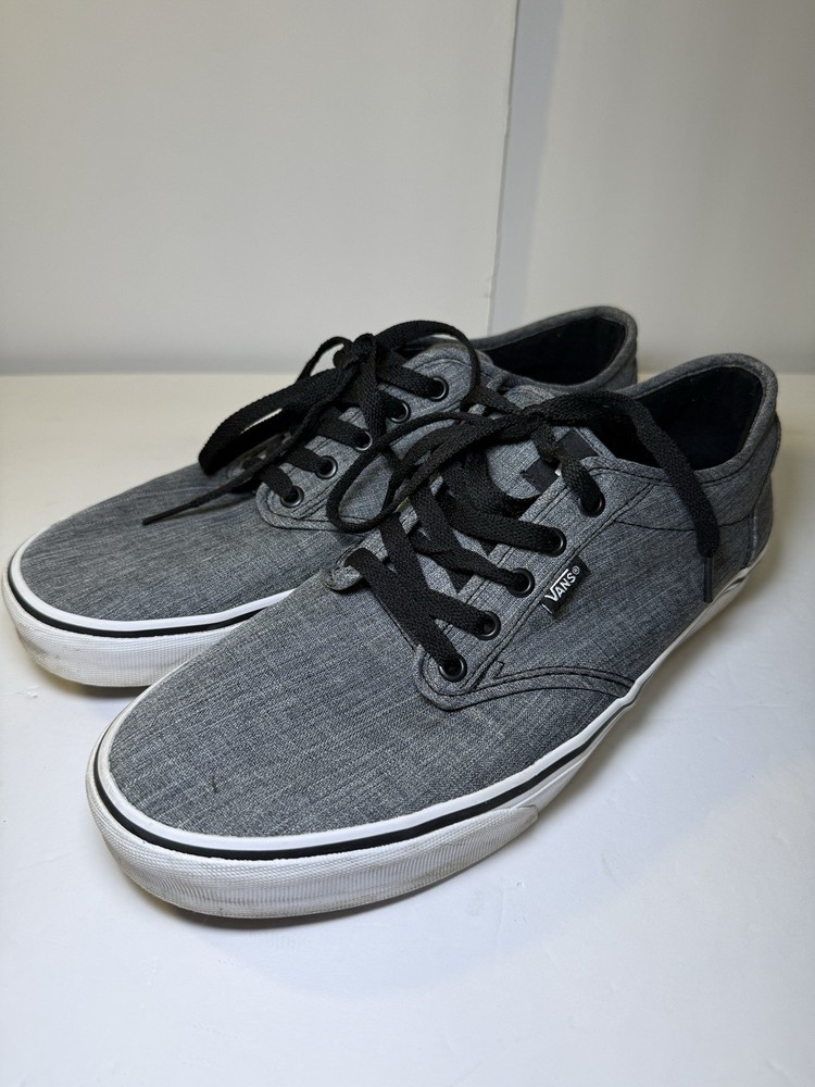 Vans men’s US Size 12 Atwood, Gray Canvas sneakers, casual lace up shoes Excelle