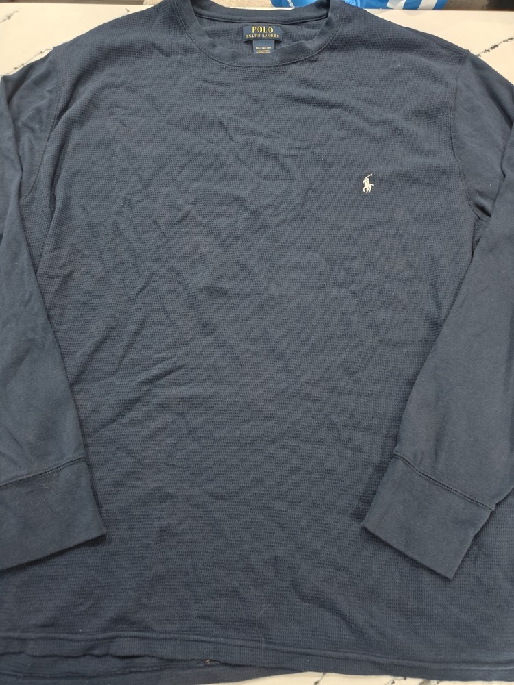 Polo Ralph Lauren Mens Thermal Shirt 3XL Blue Long Sleeve Waffle Knit Sleepwear