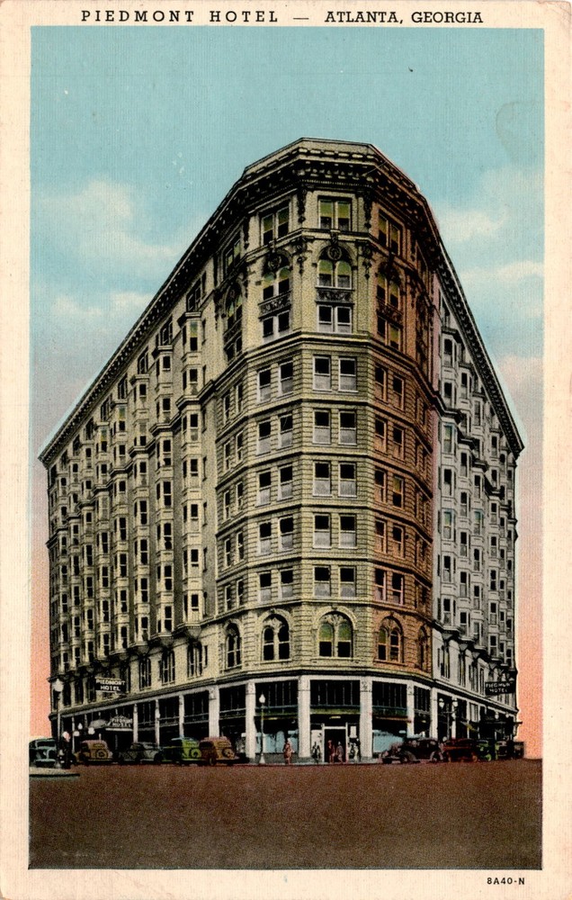 Piedmont Hotel, Atlanta, Georgia, Peachtree, Luckie Street, Forsyth Postcard