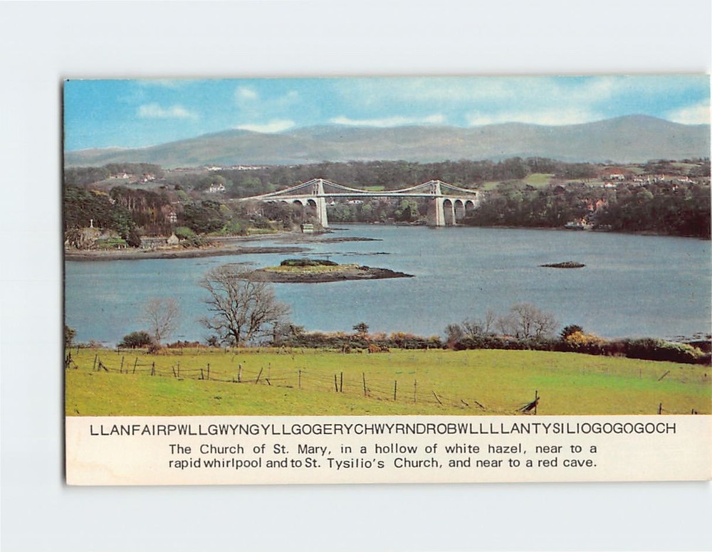 Postcard Menai Suspension Bridge in Wales