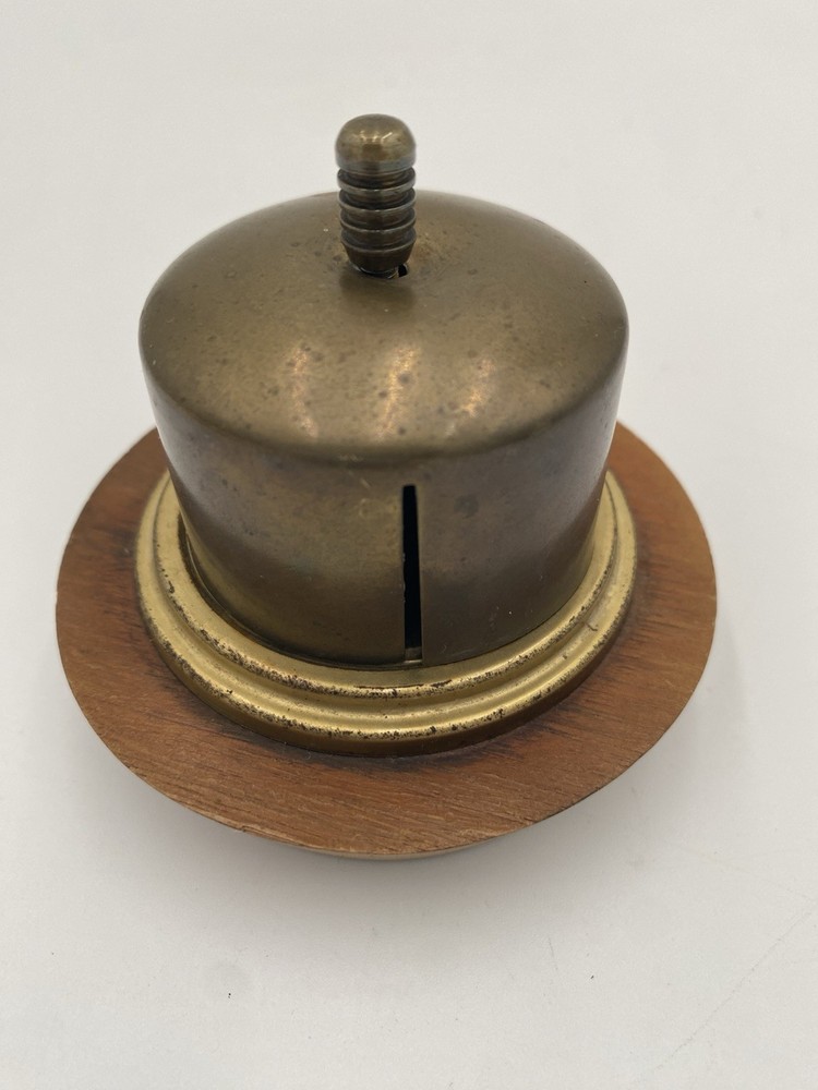 Vintage Walnut And Brass Postage Stamp Roll Dispenser Made in USA