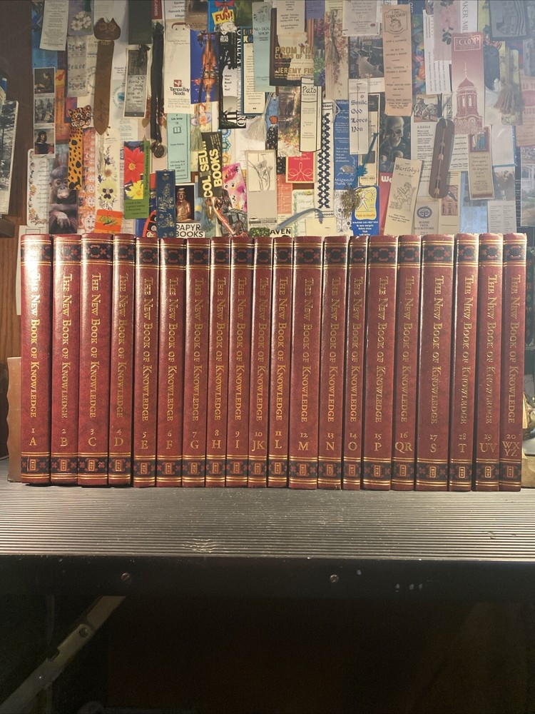 Scholastic The New Book of Knowledge 20-Volume Hardcover Encyclopedia Set in Red Decor