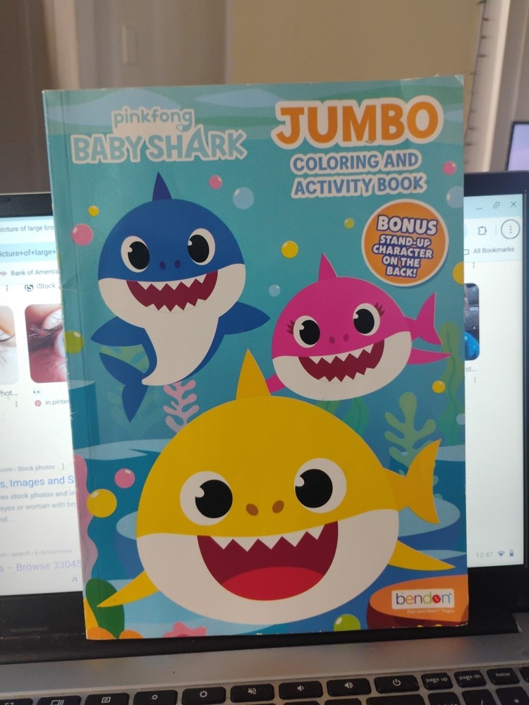 Bendon Baby Shark Jumbo Coloring Book and Activity Book (1 Book ~ 80 Page)