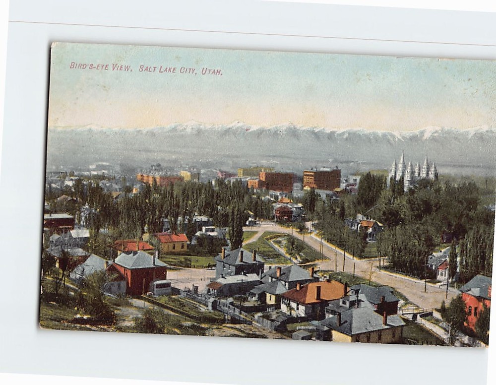 Postcard Bird's Eye View Salt Lake City Utah USA