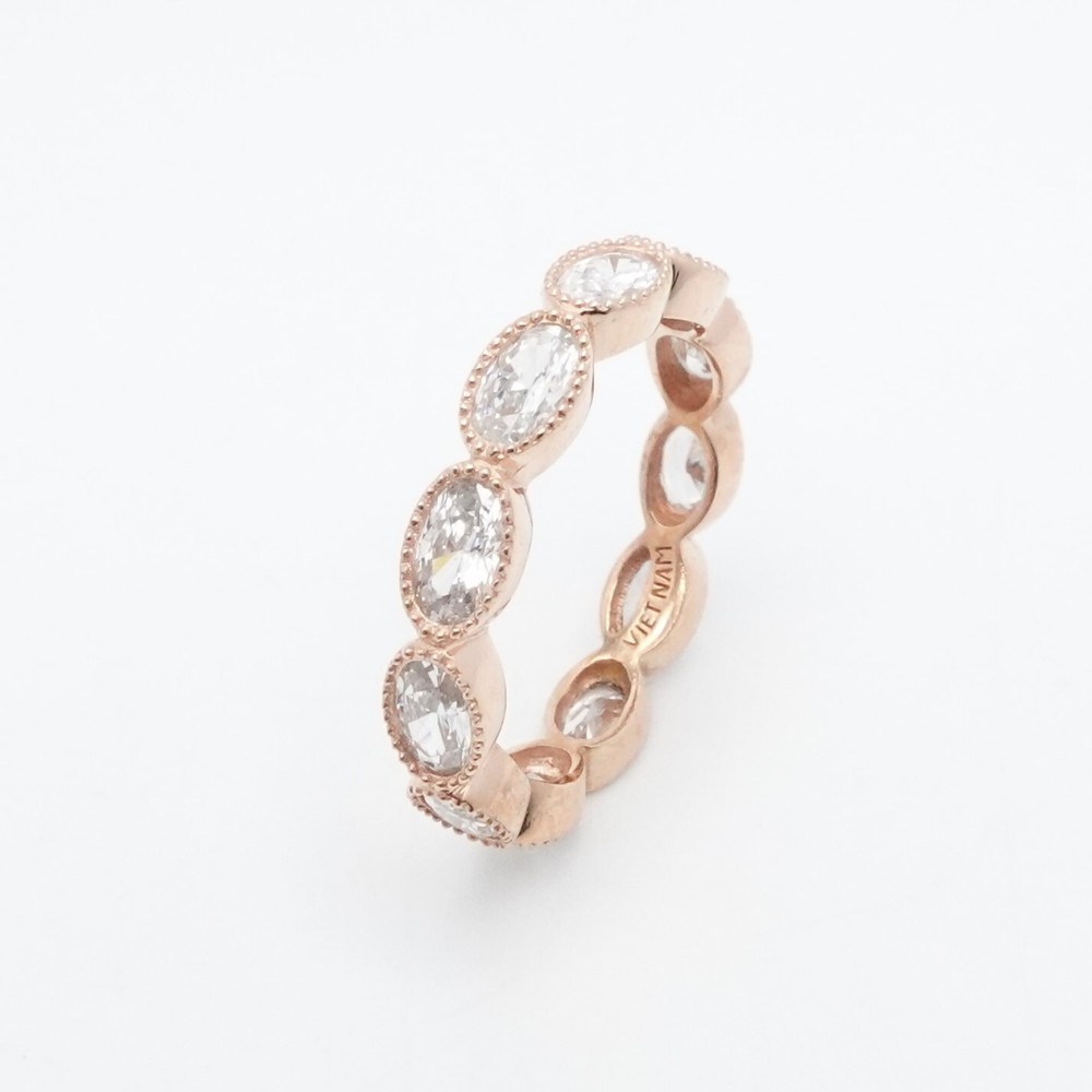 Rose Gold Plated Sterling Silver CZ Cubic Zirconia Stackable Band Ring Size 7.25