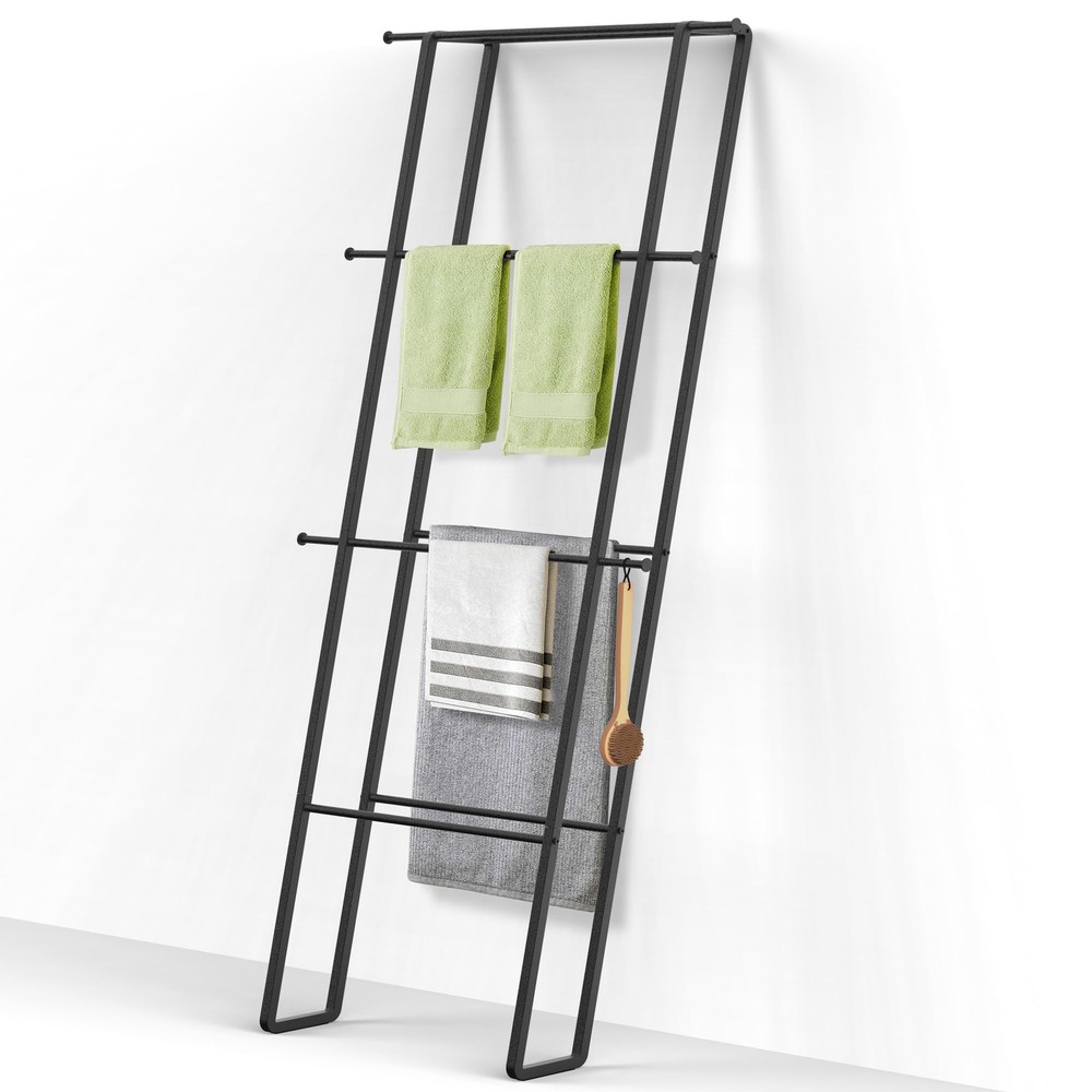 Blanket Ladder Towel Rack, Wall Leaning Ladder Towel Rack Blanket Holder Rack...