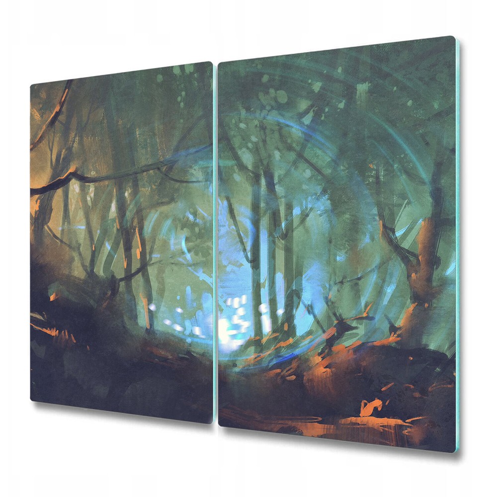 Glass Kitchen Chopping Board Dark forest Gloomy woodland Dark Colours 2x30x52