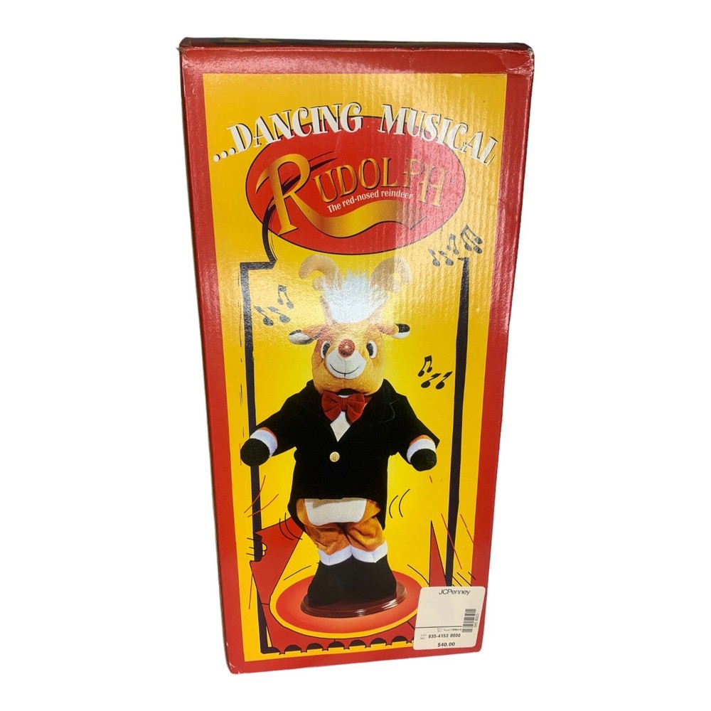 JC PENNEY Dancing Musical Rudolph The Red-Nosed Reindeer Wotks Vintage