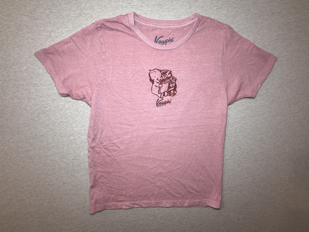 Kewpie. Medium t Shirt. Pink. embroidered design