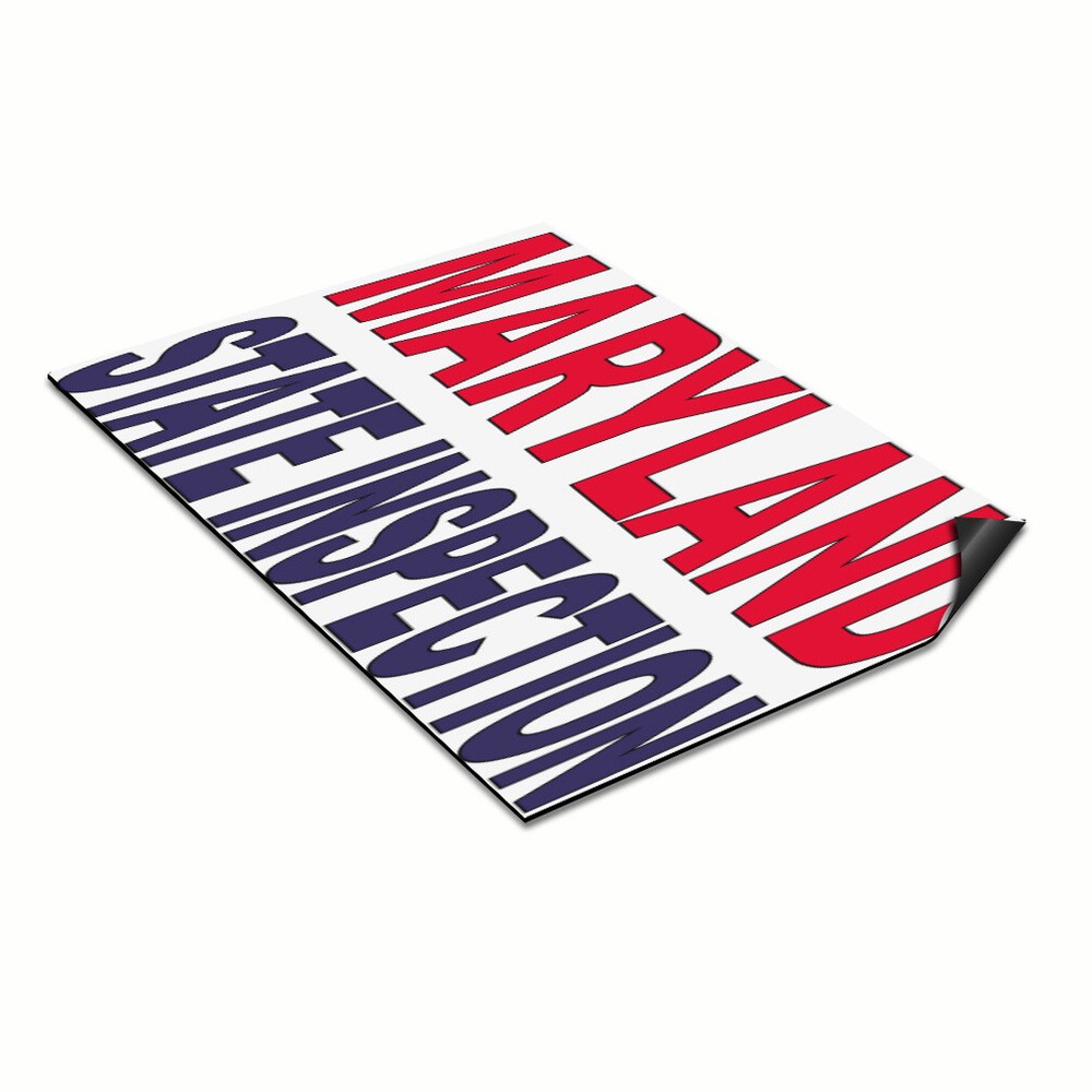 Maryland State Inspection Car Magnet Set - 2 Red & Blue Industrial Stickers