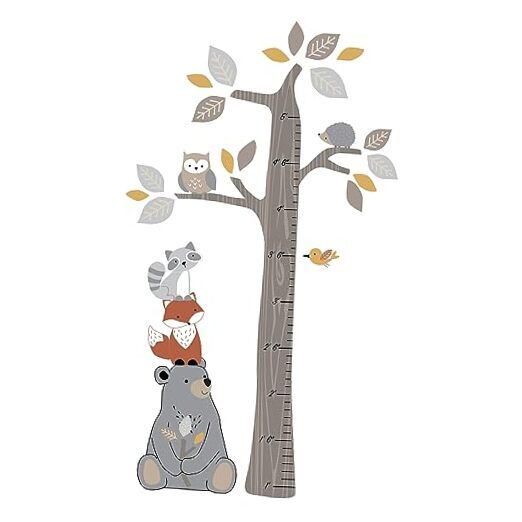 Woodland Forest Tree Growth Chart Wall Decal with Animals for Kids  