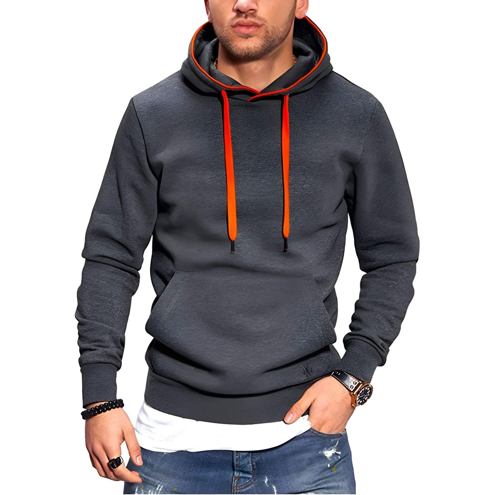 Hooded Casual Sports Sweater for Autumn Outdoor Fitness in Color Block Design fo