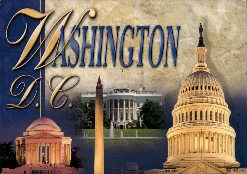 Washington DC multiview White House Capitol dome Jefferson Memorial ~ postcard