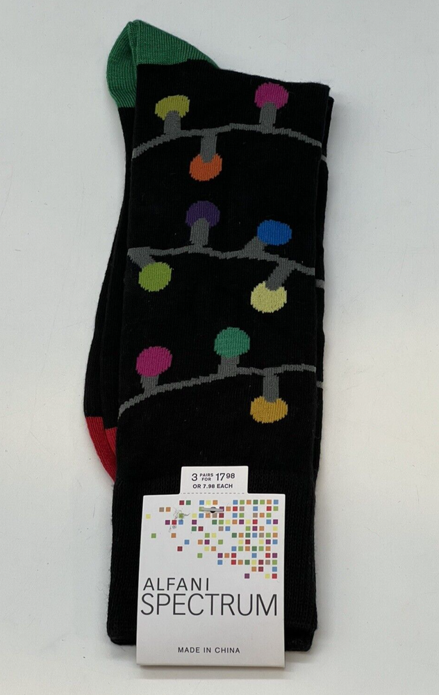Men's Macy's ALFANI Spectrum Black Holiday Lights Dress Socks - $7.98 MSRP