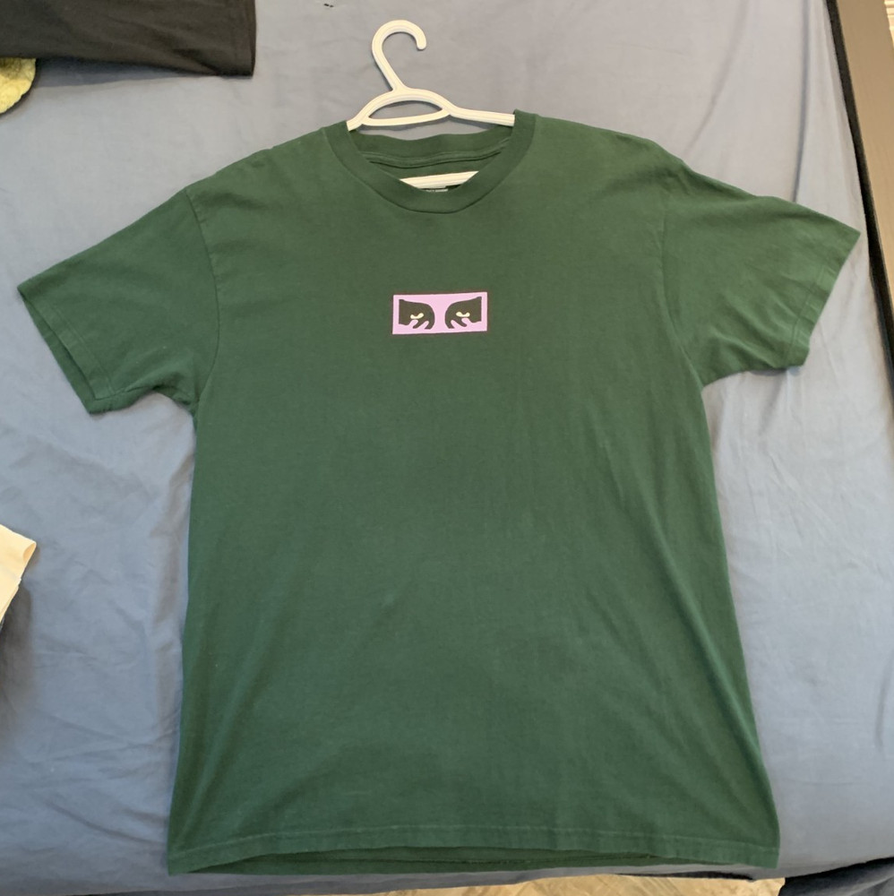 Obey Men's Eyes Of Obey Classic Tee Box Logo Green Sz Large Shepard Fairey Andre