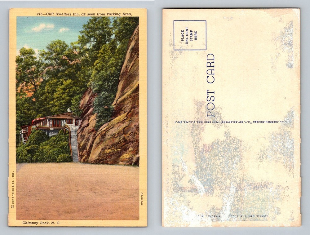 Chimney Rock NC-North Carolina Cliff Dwellers Inn Rockside View Vintage Postcard