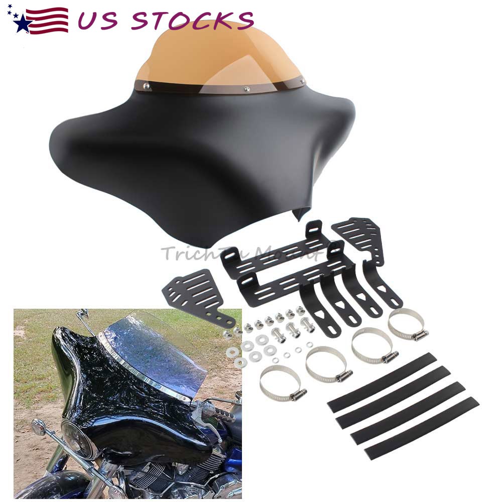 Matte Black Batwing Fairing Kit with Smoke Windshield for Harley Softail Road King