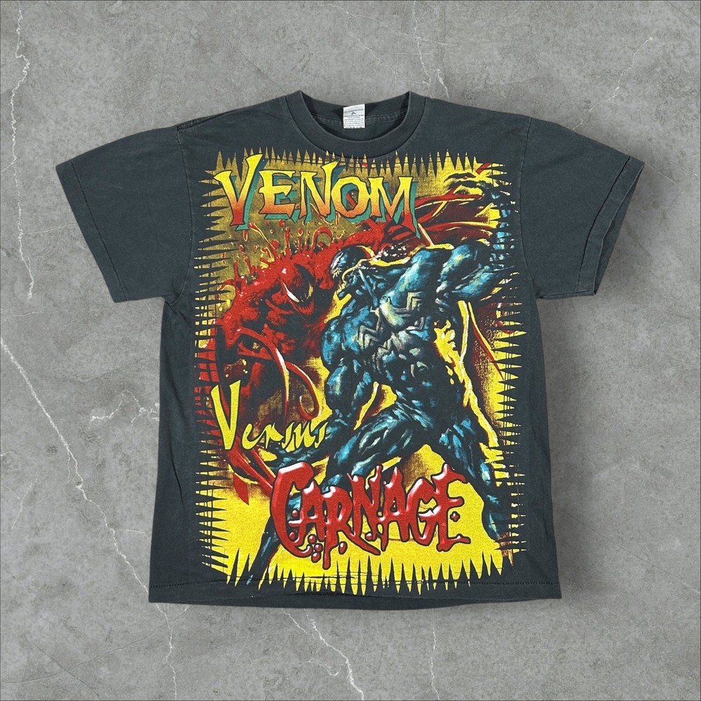 Vintage Venom VS Carnage Marvel Comics AOP Sz Large Single Stitch Reprint Shirt