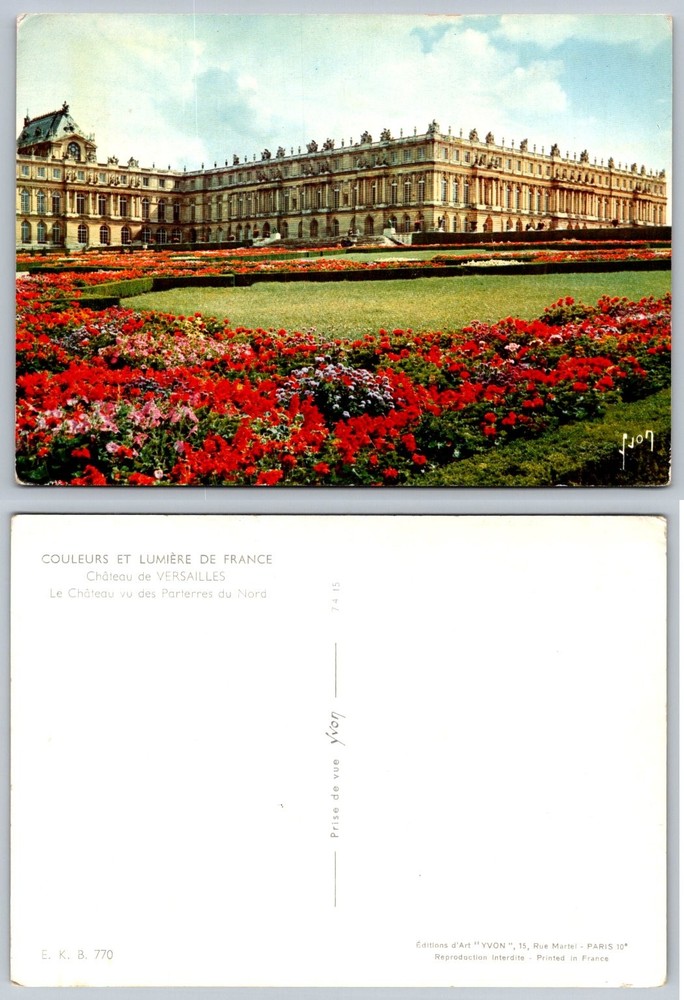 Château de Versailles Palace North Parterres Gardens France Postcard Yvon