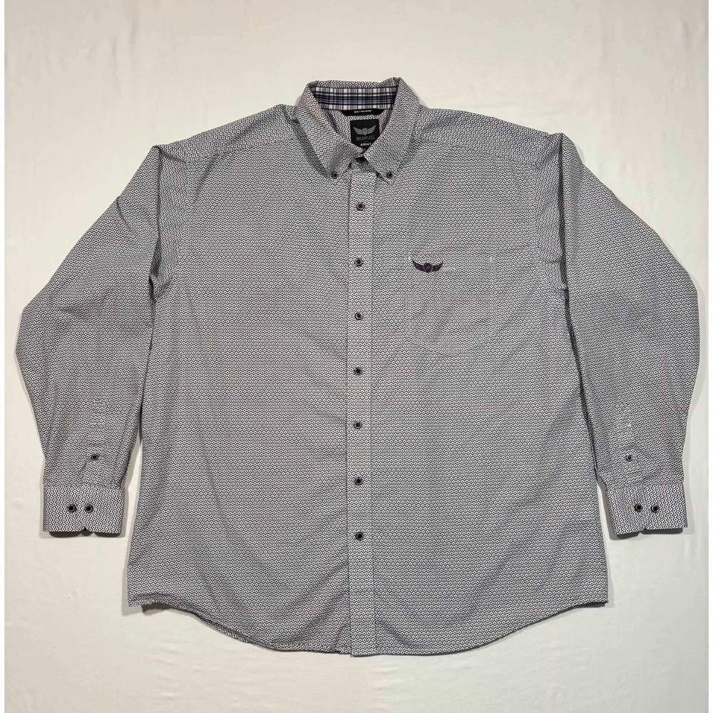 Ariat Relentless Mens XXL Button Down Western Shirt Purple Geometric Long Sleeve