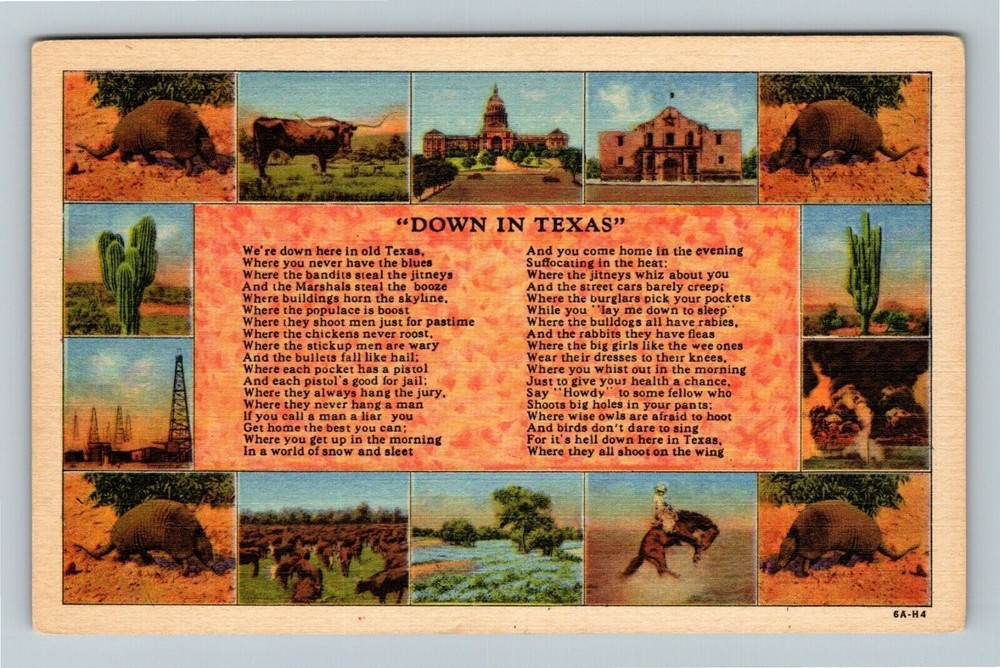 TX-Texas, Poem Down In Texas, Montage Images, Vintage Postcard