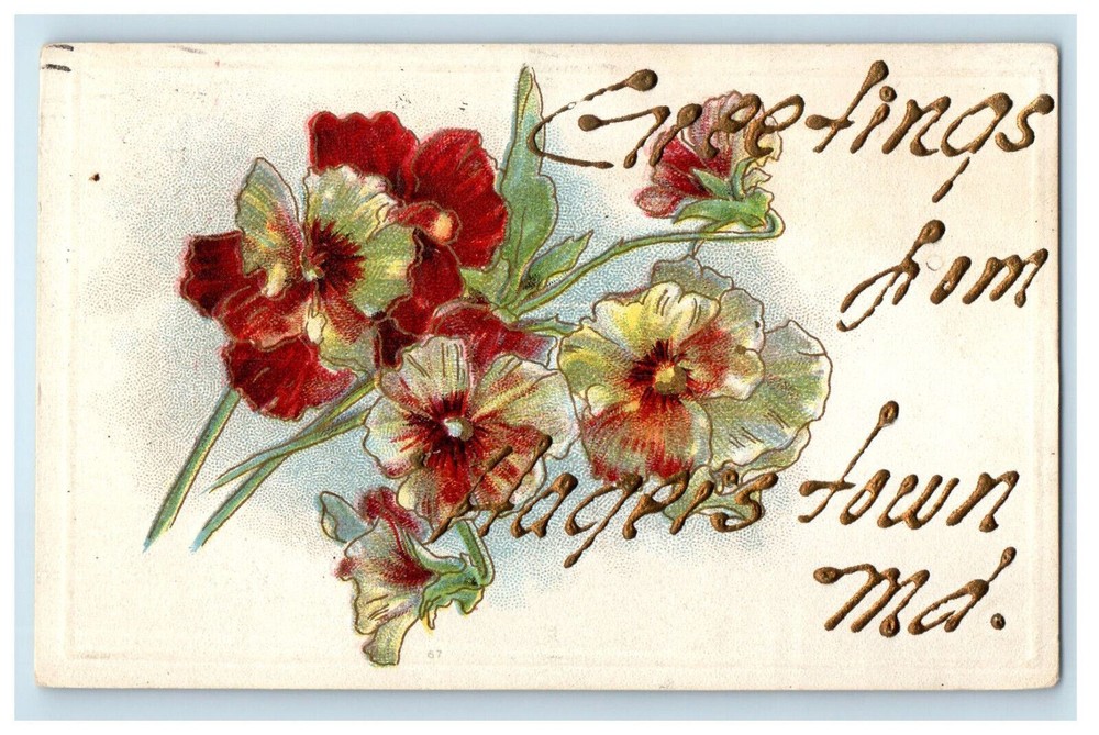 1922 Greetings from Hagerstown Maryland MD Antique Posted Postcard