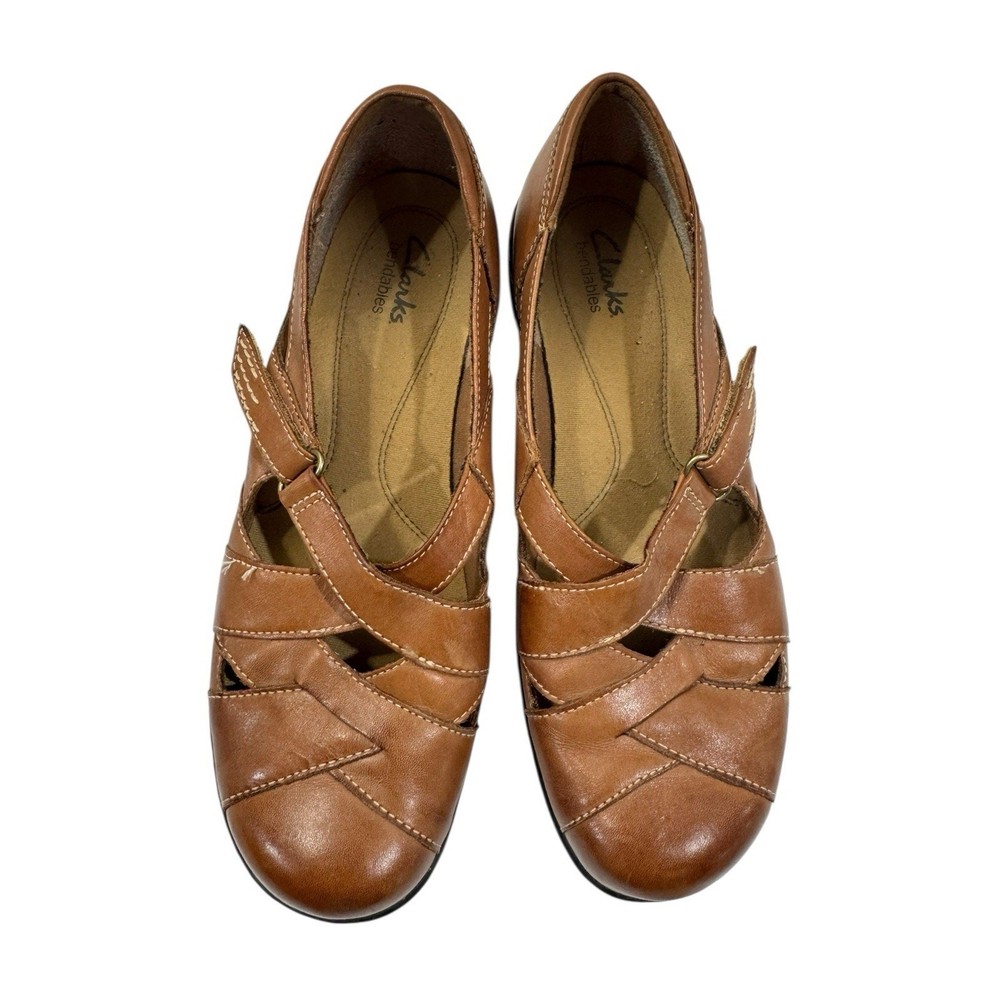 Clarks Bendables Women’s Mary Jane 8.5 M Brown Leather Shoes Comfort Woven