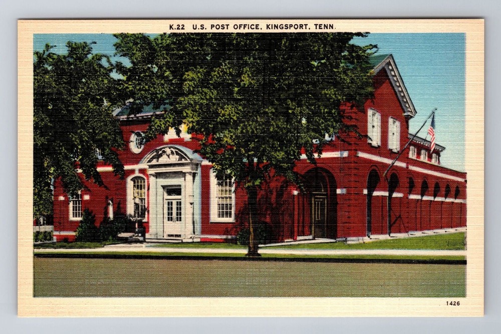 Kingsport TN-Tennessee, U.S. Post Office, Vintage Souvenir Postcard
