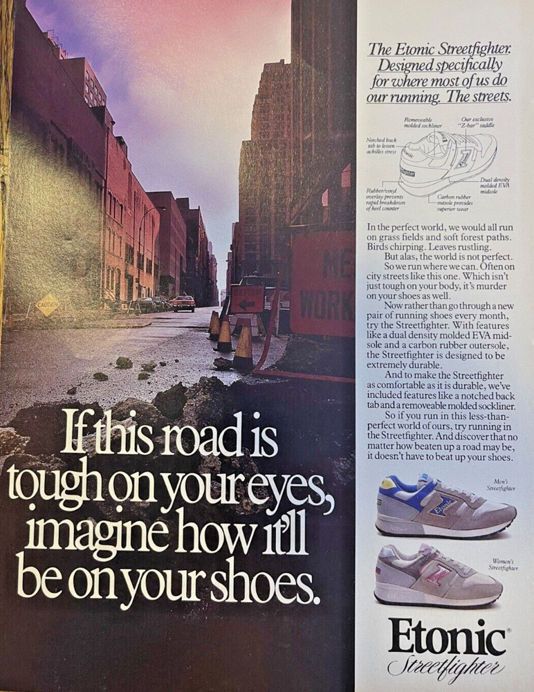 Magazine Advertisement 1988 Etonic Streetfighter Athletic Shoes Sneakers