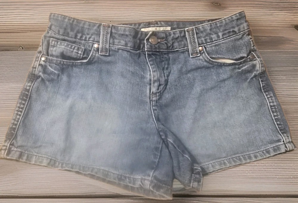 Tommy Hilfiger Jean Shorts Womens 8 Light Wash Button Retro Vintage Denim