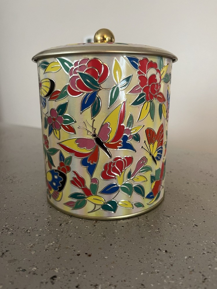 Vintage MCM Decorative Floral Daher Metal Tin Made In England Retro