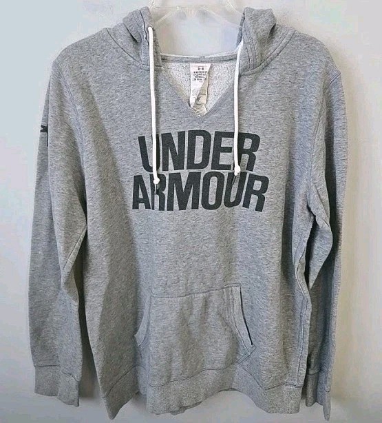Under Armour Women’s M Hooded Gray Sweatshirt Sporty Casual Pullover Hoodie
