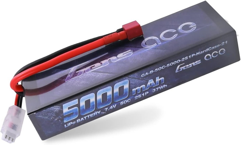 Gens Ace 5000mAh 7.4V 50C 2S Hard Case Lipo RC Car Battery Pack With Deans Plug-image