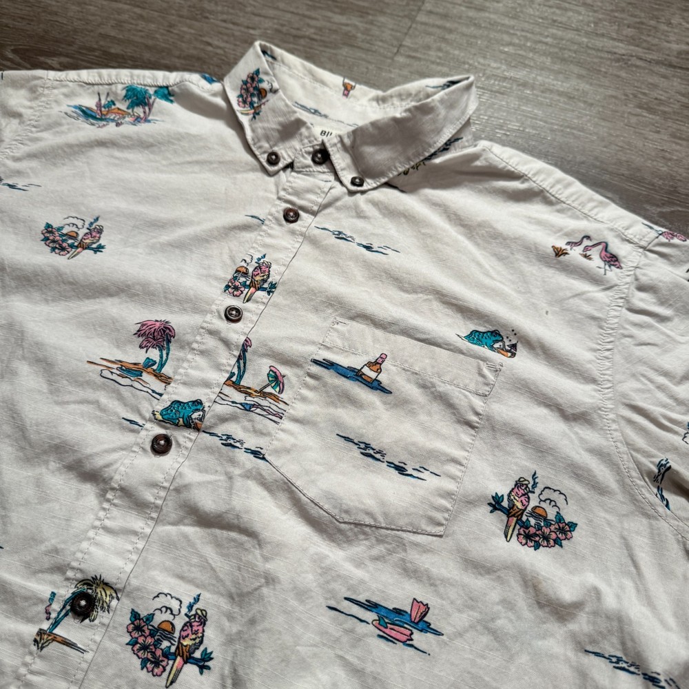Billabong Shirt Mens XL Costal Short Sleeve Button Up Tropical Skate Surf Casual
