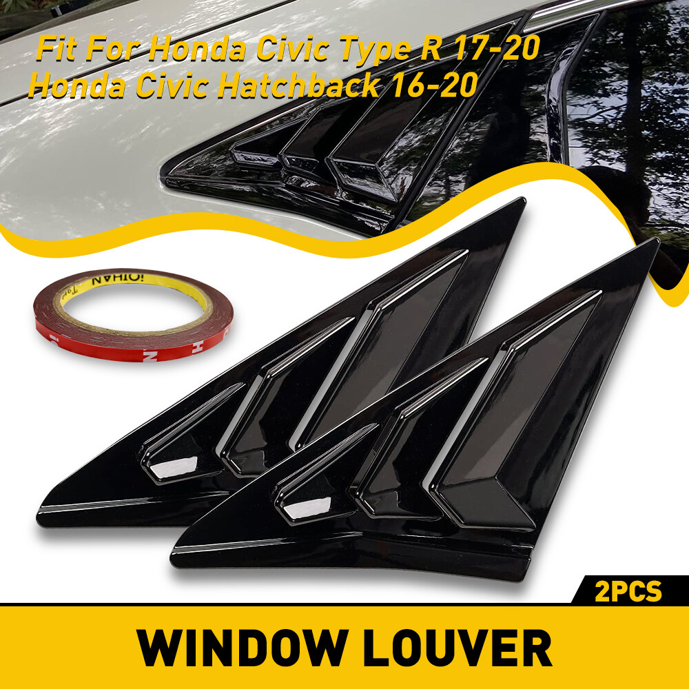 FIT Honda R Type Civic Hatchback 17-2020 Side Rear Vent Window Louver Cover TRIM