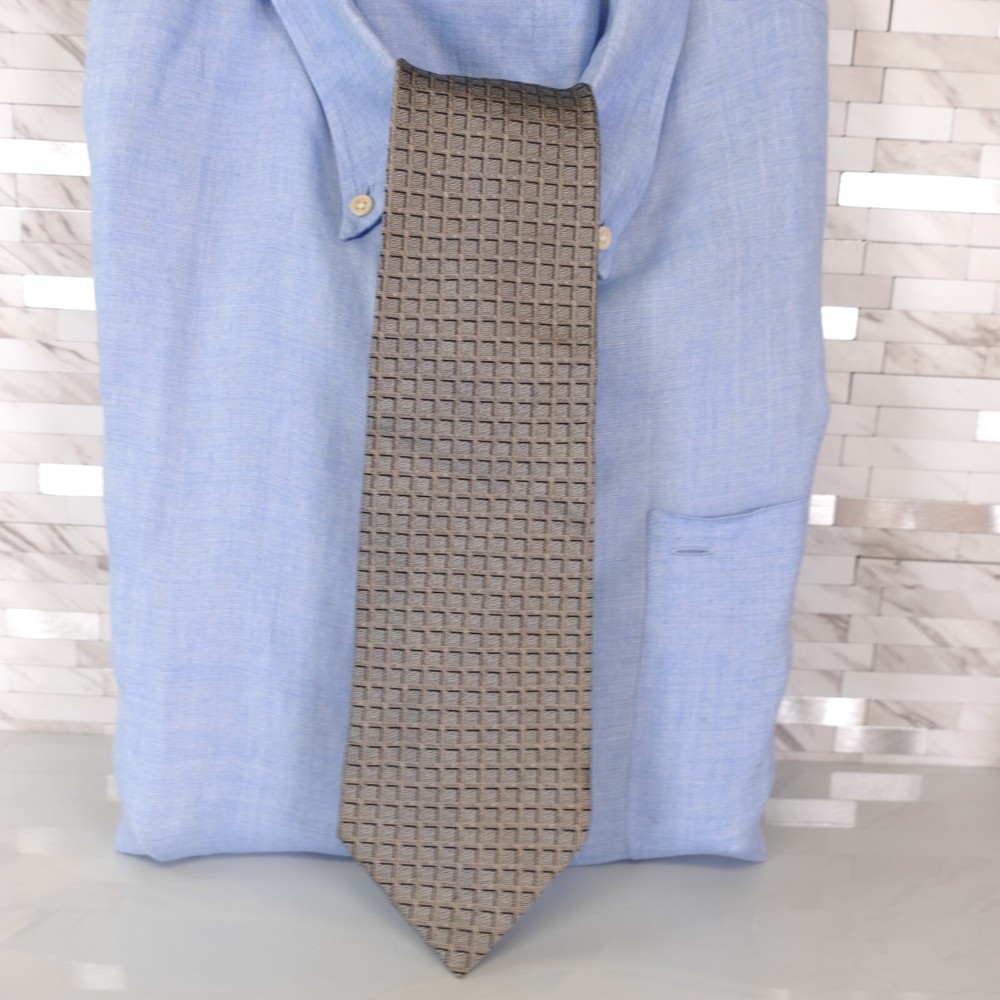 Full Mark Neck Tie Mens Gray Geometric Silk Luxury Classic Fashion Formal Japan