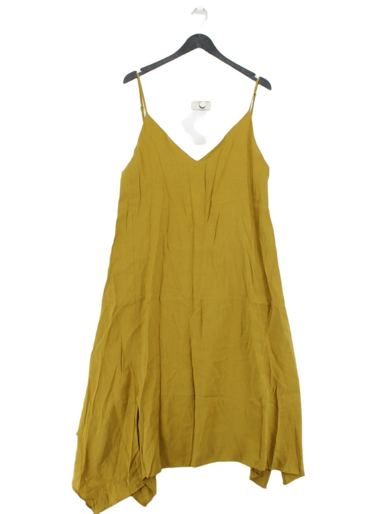 Zara Women's Midi Dress M Yellow Lyocell Modal with Polyester A-Line