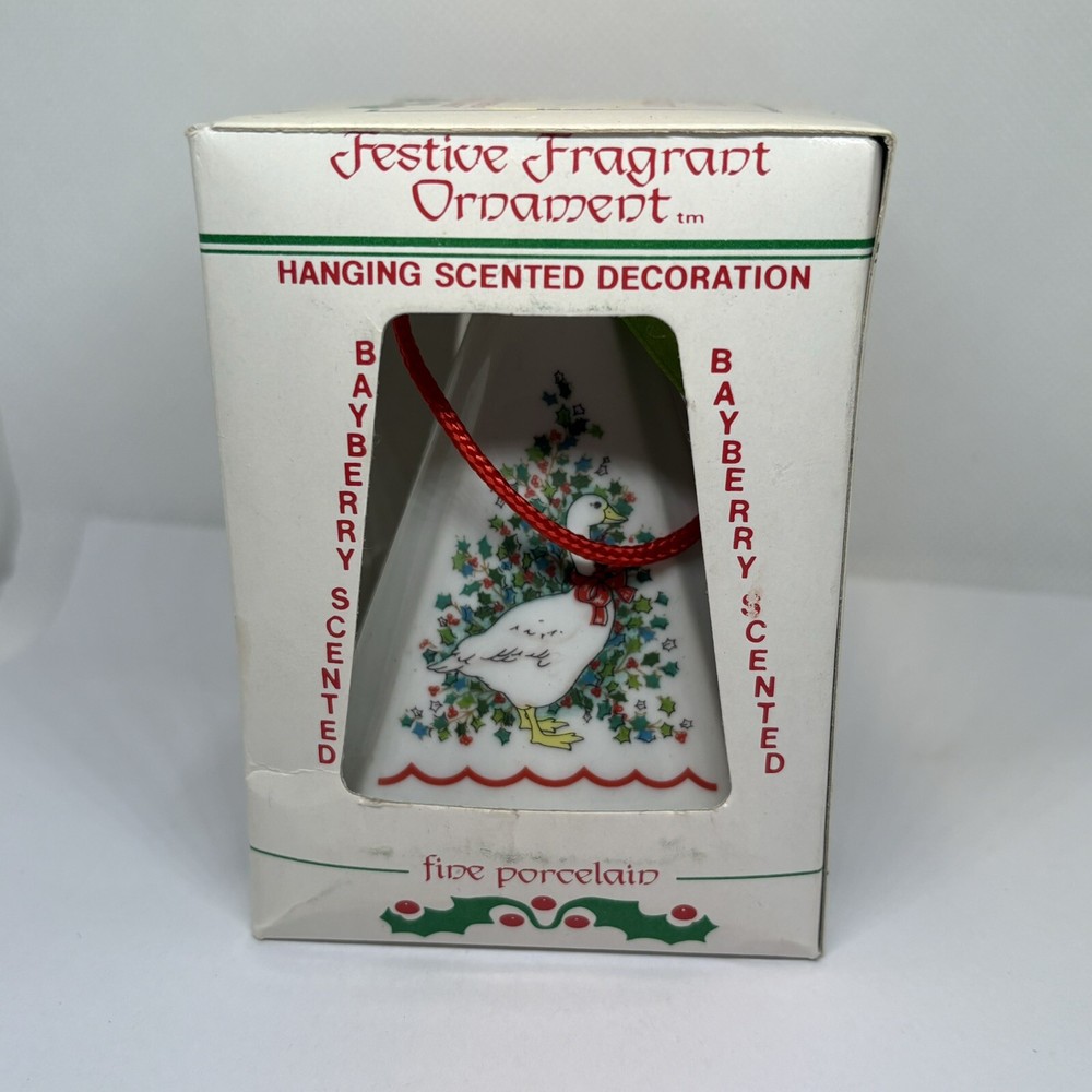 Vintage JASCO Festive Fragrant Goose Porcelain Holiday Christmas Ornament New