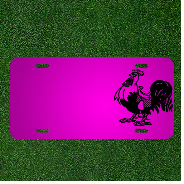 Custom Car License Plate with Personalized Rooster Cock Chicken Name Design