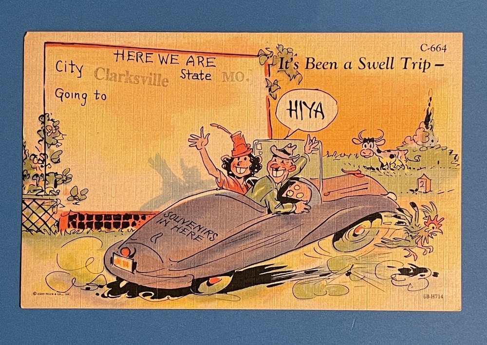 CLARKSVILLE Missouri vintage comic postcard travel UNUSED