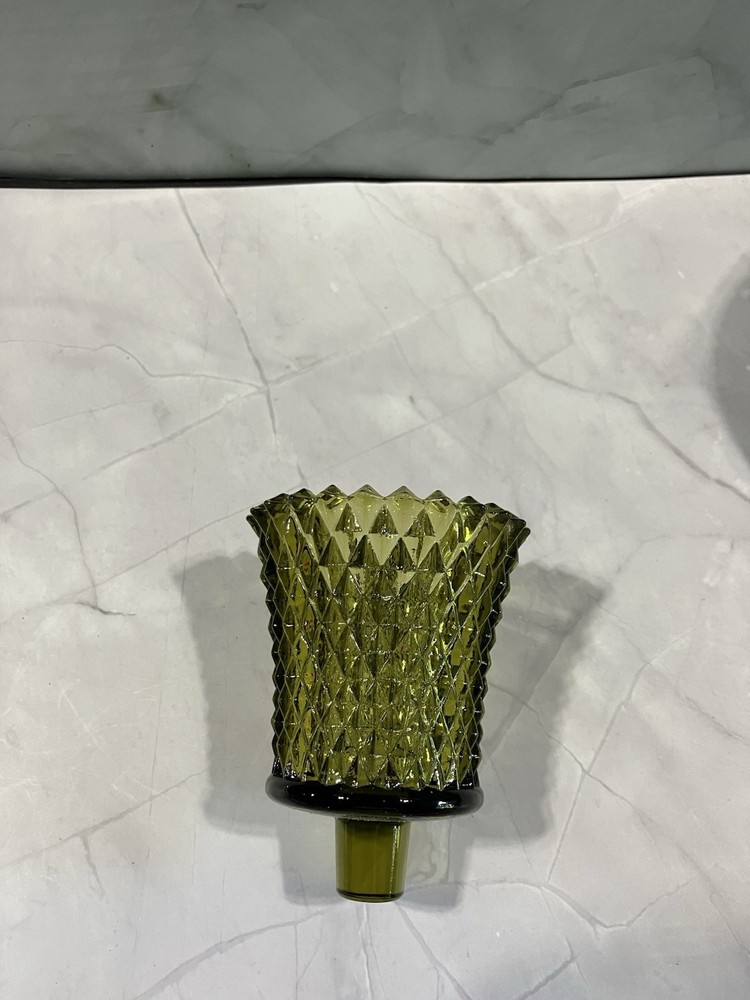 Home Interior Vintage Avocado Green Diamond Point Peg Votive Cup 3 1/2” X 2 7/8”