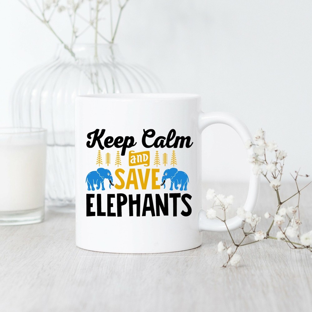 Keep Calm and Save the Elephants Mug - Support Wildlife Conservation  