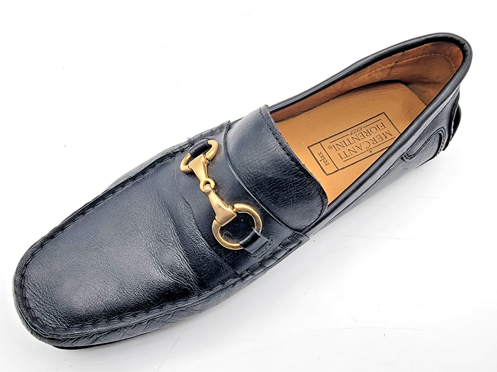 Mercanti Fiorentini Men 9,5M Black Leather Horse Bit Relax Driver Loafers Shoes