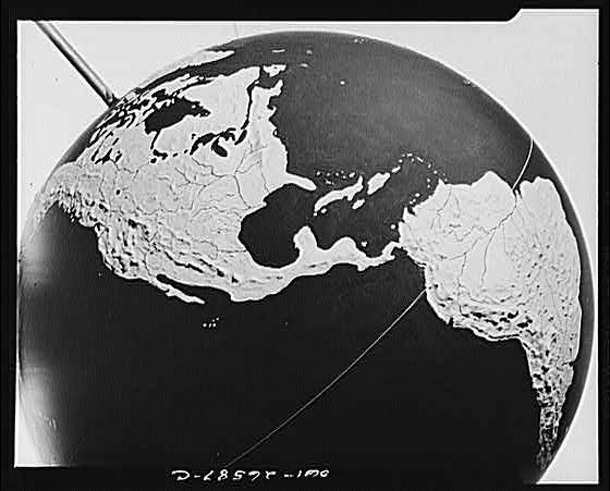 Photo:Globe Earth World Map Black and White 1900s Vintage Photograph